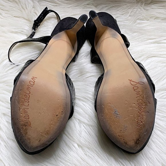 Sam Edelman Mason Embossed Leather Strappy Sandal in Black - Picture 10 of 13